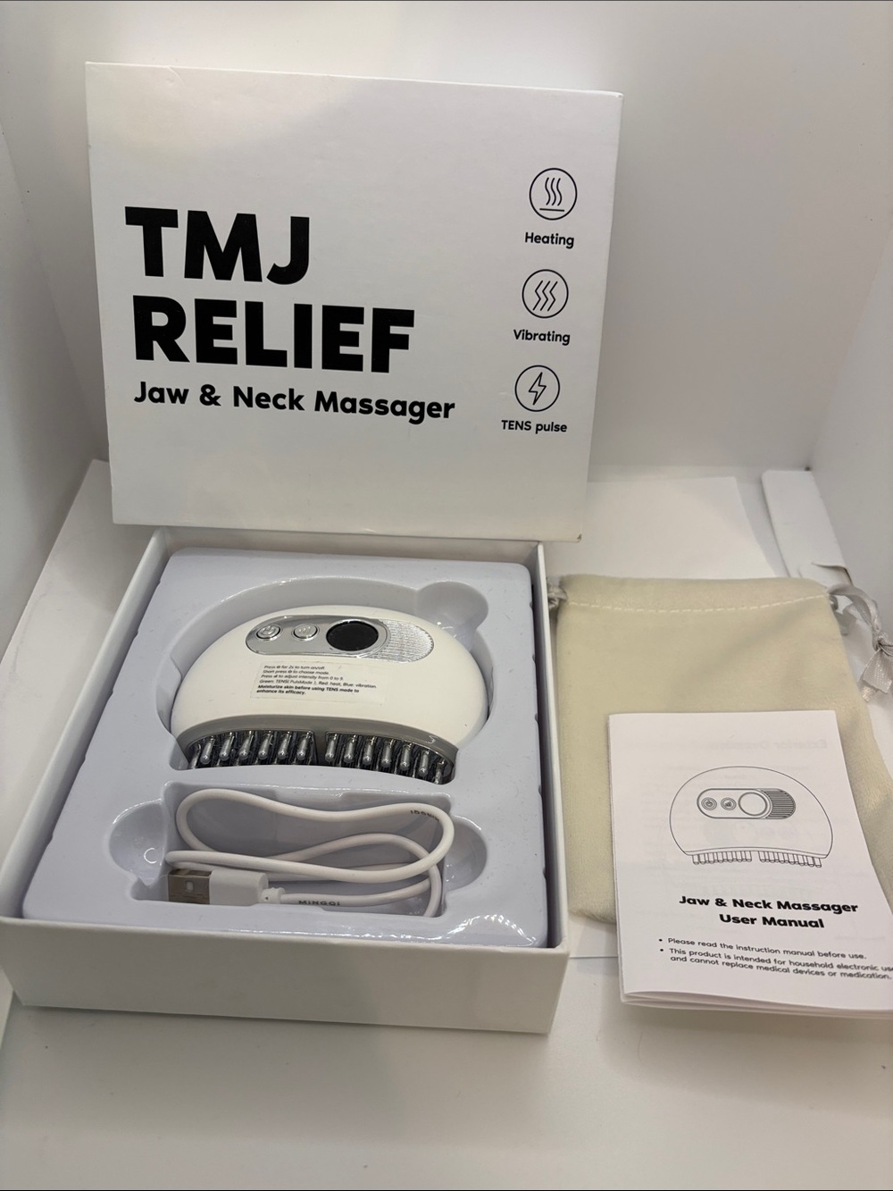 Jaw & Neck Massager - White facial tens unit rechargeable new